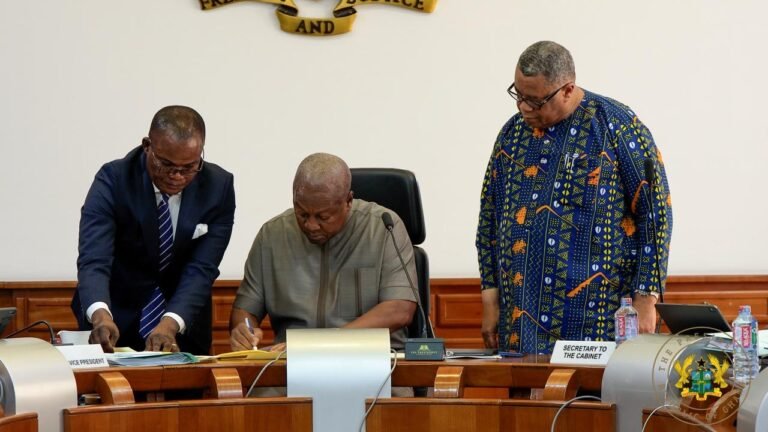 President Mahama signing the 24-Hour Authority Bill