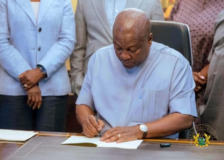 President Mahama signs Growth and Sustainability Levy (Amendment) Bill and Ghana Deposit Protection (Amendment) Bill into Law.